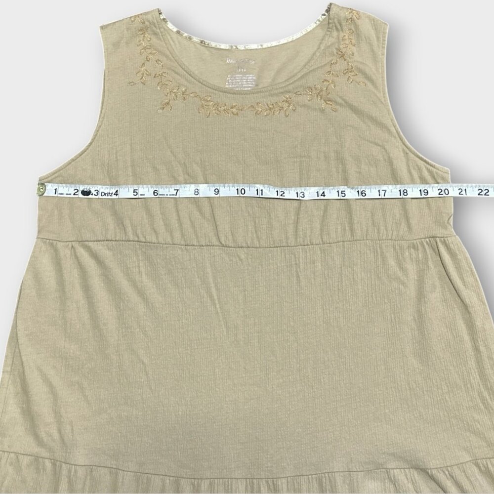 Vtg Womens L (12/14) Tiered Maxi Dress Embroidery Sleeveless Prairie Cottagecore - Picture 7 of 8
